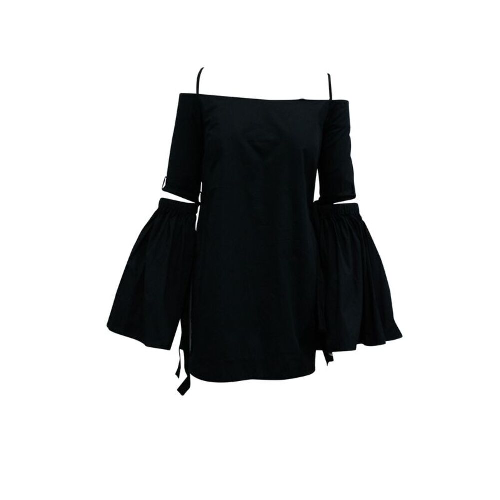 Ellery Cold-Shoulder Mini Dress in Black Cotton